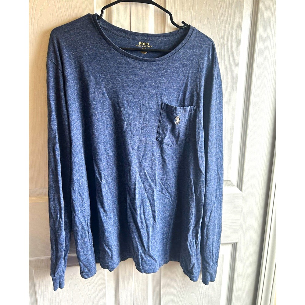 Polo Ralph Lauren Men's Regular Fit Crew Neck Long Sleeve Pocket Tee - Blue XL